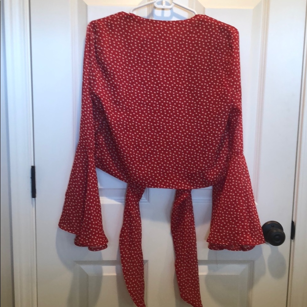 NWT urban outfitters red wrap/ shirt - Picture 4 of 5